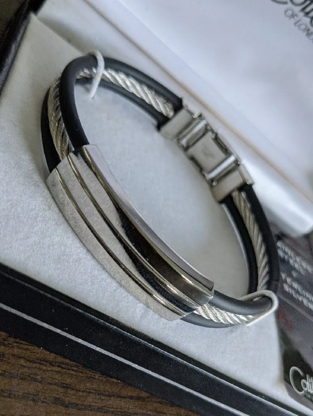 Colibri of London Men's Sterling Silver & Stainless Steel Cable Bracelet